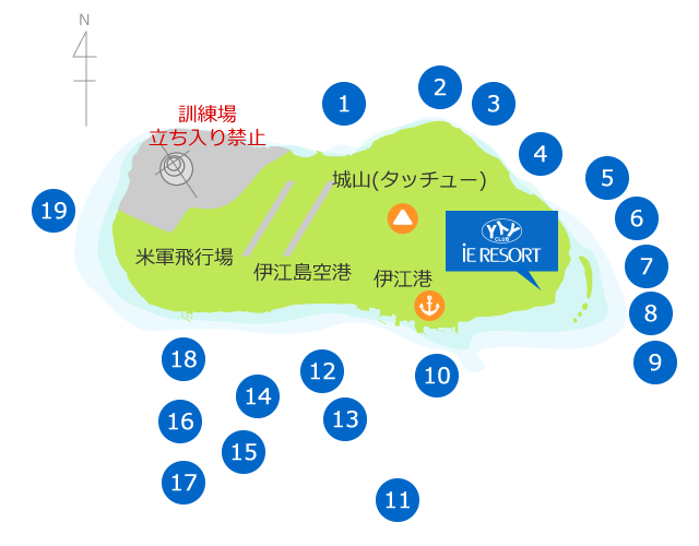 伊江島ダイビングマップ